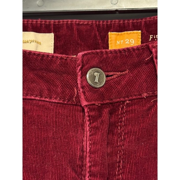Pilcro Anthropologie Corduroy Burgundy Skinny Zip Ankle Pants Women's Size 29 - Picture 6 of 9